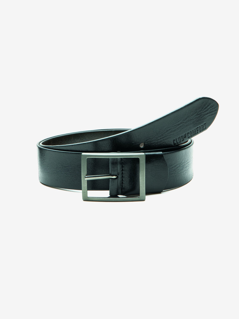 Hochwertiger, elastischer Wende-Gürtel aus Echtleder in schwarz/braun mit Metallschließe, genarbte Optik, Logoprägung im Lederriemen, Breite 3,8 cm, variabel von 90-125 cm, Hersteller: Club of Comfort.